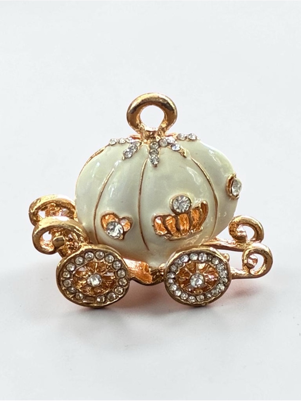Betsey Johnson Gold-Tone Crystal Enamel Fairy Tale Pumpkin Carriage Pendant